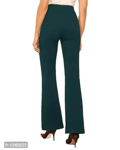 High Waist Bell Bottom Trouser/Wide Leg  Trouser for Women  Girls (Colour: Teal)-thumb2