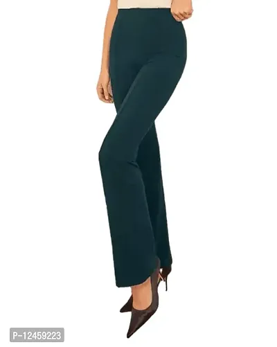 High Waist Bell Bottom Trouser/Wide Leg  Trouser for Women  Girls (Colour: Teal)-thumb3