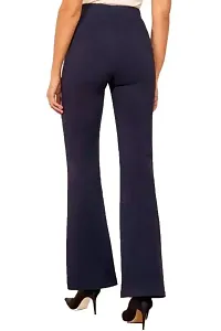 High Waist Bell Bottom Trouser/Wide Leg  Trouser for Women  Girls (Color: Navy Blue)-thumb1