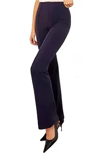 High Waist Bell Bottom Trouser/Wide Leg  Trouser for Women  Girls (Color: Navy Blue)-thumb2