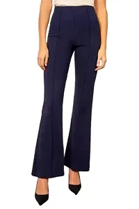 High Waist Bell Bottom Trouser/Wide Leg Trouser/Flared Trouser for Women  Girls (Color : Black :Navy Blue)-thumb3