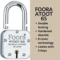 Foora Atoot 65 mm Padlock, Lock with 5 Keys, Double Locking Hardened Shackle  8 Lever Technology-thumb1
