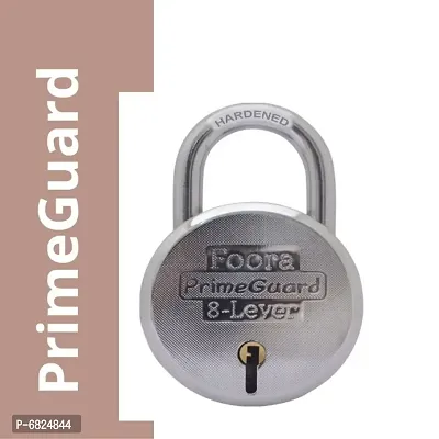 Foora Primeguard 65 mm Padlock, Lock with 5 Keys, Double Locking Hardened Shackle  8 Lever Technology