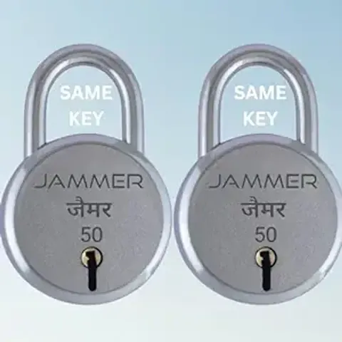 JAMMER Round 50 Lock, 6 Lever, Small Size, Single Locking, Iron Body, Lock for Home, Lock and Key (Same Key Lock, 2)