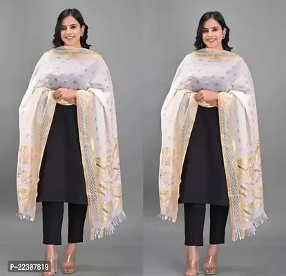 Beautiful White Silk Dupattas For Women Pack Of 2
