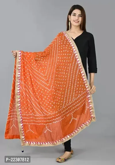 Beautiful Orange Art Silk Dupattas For Women-thumb0