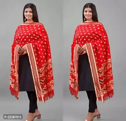 Beautiful Red Silk Dupattas For Women Pack Of 2-thumb0