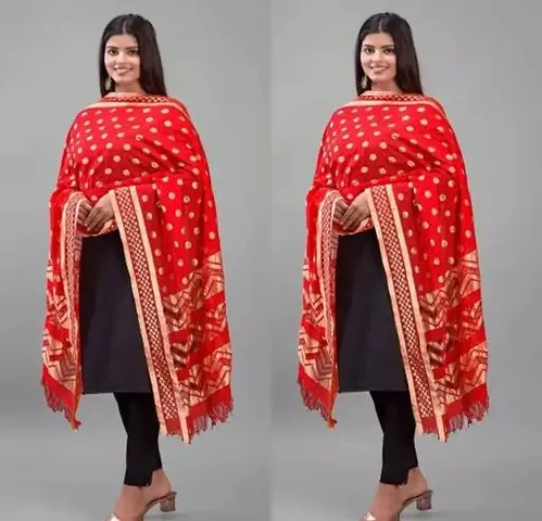 Beautiful Printed Silk Dupattas For Women Pack Of 2