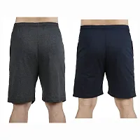 Stylish Cotton Blend Combo Of Navy Blue and Grey Shorts For Men-thumb2