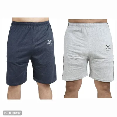 Stylish Cotton Blend Combo Of Silver and Light Blue Shorts For Men