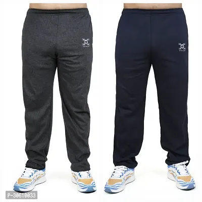 Stylish combo of navy blue and grey cotton blend track pants for men