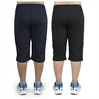 Trendy cotton blend combo of navy blue and black capris-thumb1