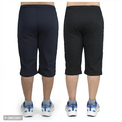 Trendy cotton blend combo of navy blue and black capris-thumb3