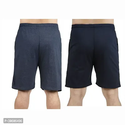 Stylish Cotton Blend Combo Of Light Blue and Navy Blue Shorts For Men-thumb3