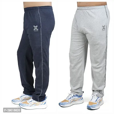 Stylish combo of silver and light blue cotton blend track pants for men-thumb2