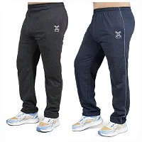 Stylish combo of light blue and grey cotton blend track pants for men-thumb1