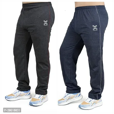 Stylish combo of light blue and grey cotton blend track pants for men-thumb2