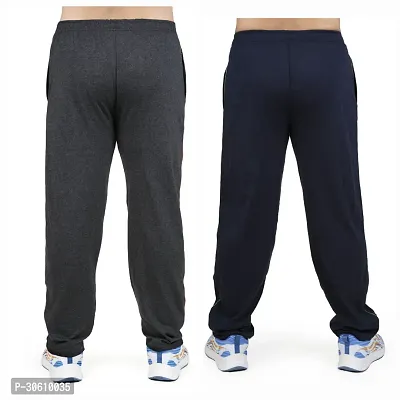 Stylish combo of grey and black cotton blend track pants for men-thumb3