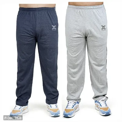 Stylish combo of silver and light blue cotton blend track pants for men-thumb0