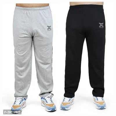 Stylish combo of silver and black cotton blend track pants for men-thumb0