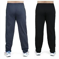 Stylish combo of light blue and black cotton blend track pants for men-thumb1