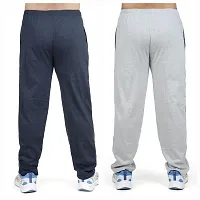 Stylish combo of silver and light blue cotton blend track pants for men-thumb2