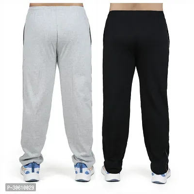 Stylish combo of silver and black cotton blend track pants for men-thumb3