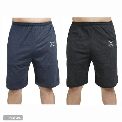 Stylish Cotton Blend Combo Of Light Blue and Grey Shorts For Men