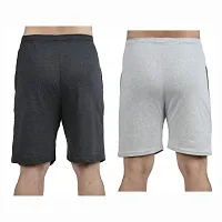 Stylish Cotton Blend Combo Of Silver and Grey Shorts For Men-thumb2