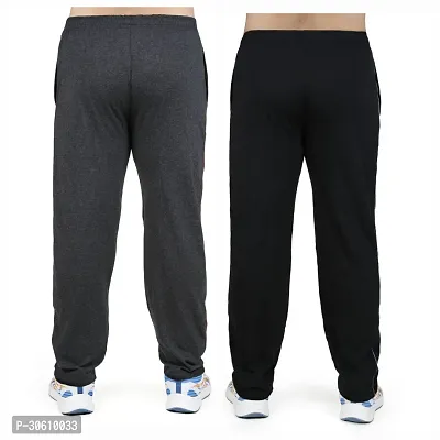 Stylish combo of navy blue and grey cotton blend track pants for men-thumb2