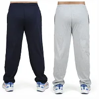 Stylish combo of silver and navy blue cotton blend track pants for men-thumb1