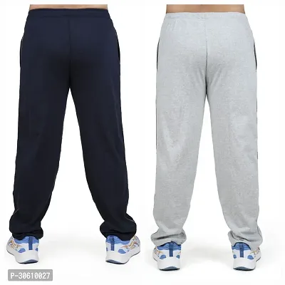 Stylish combo of silver and navy blue cotton blend track pants for men-thumb2