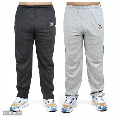 Stylish combo of silver and grey cotton blend track pants for men