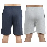 Stylish Cotton Blend Combo Of Silver and Light Blue Shorts For Men-thumb1