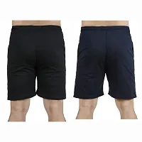 Stylish Cotton Blend Combo Of Navy Blue and Black Shorts For Men-thumb2