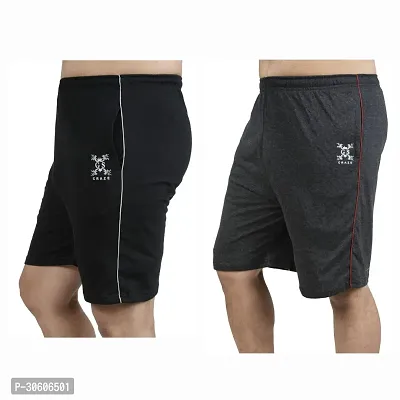 Stylish Cotton Blend Combo Of Grey and Black Shorts For Men-thumb2