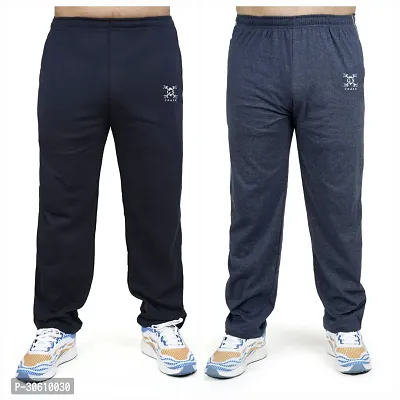 Stylish combo of light blue and navy blue cotton blend track pants for men-thumb0