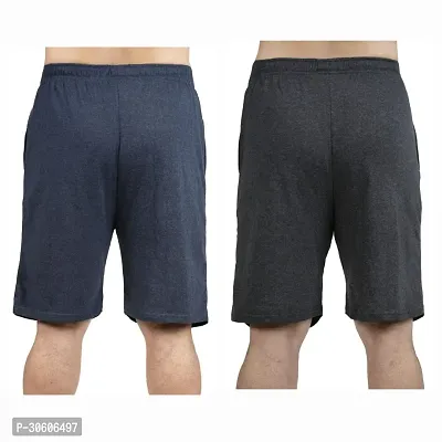 Stylish Cotton Blend Combo Of Light Blue and Grey Shorts For Men-thumb3