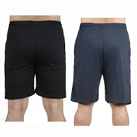 Stylish Cotton Blend Combo Of Light Blue and Black Shorts For Men-thumb1