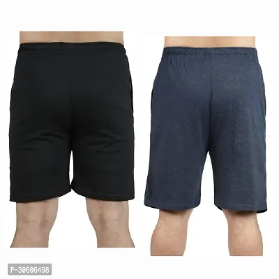 Stylish Cotton Blend Combo Of Light Blue and Black Shorts For Men-thumb2