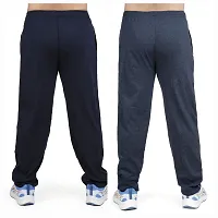 Stylish combo of light blue and navy blue cotton blend track pants for men-thumb2