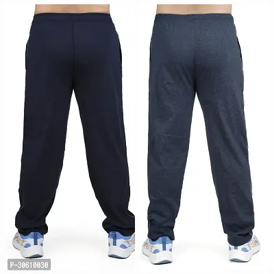 Stylish combo of light blue and navy blue cotton blend track pants for men-thumb3