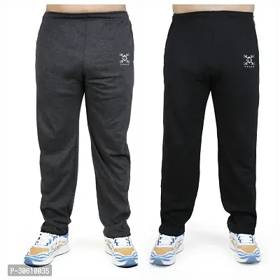 Stylish combo of grey and black cotton blend track pants for men