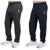 Stylish combo of grey and black cotton blend track pants for men-thumb1