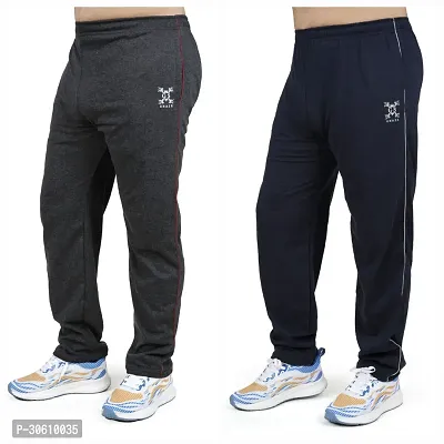 Stylish combo of grey and black cotton blend track pants for men-thumb2