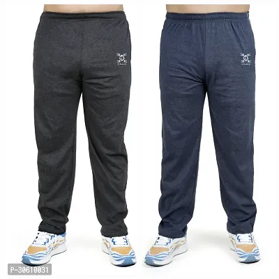 Stylish combo of light blue and grey cotton blend track pants for men