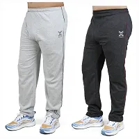 Stylish combo of silver and grey cotton blend track pants for men-thumb1