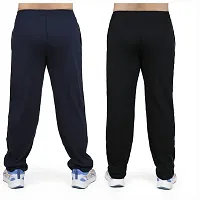 Stylish combo of navy blue and black cotton blend track pants for men-thumb1