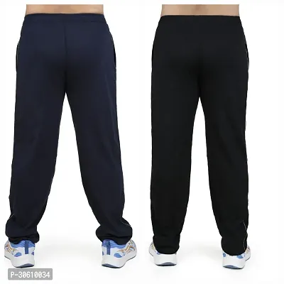 Stylish combo of navy blue and black cotton blend track pants for men-thumb2