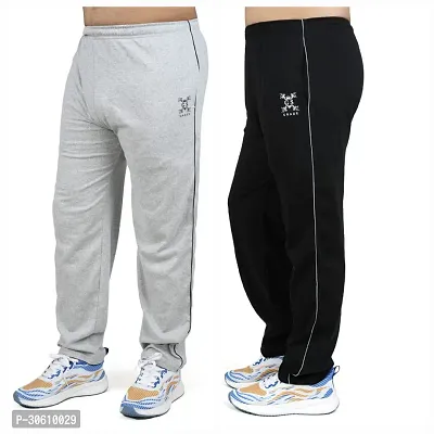 Stylish combo of silver and black cotton blend track pants for men-thumb2